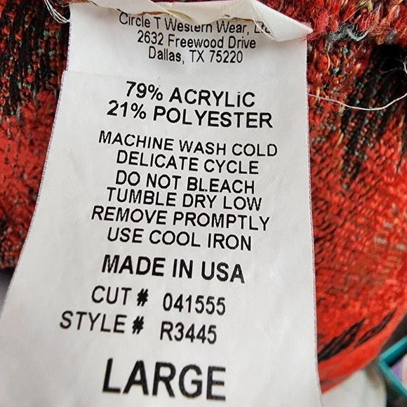 Vintage Circle T Zip Front Southwestern Woven  Duster Jacket Terracotta Large - Picture 16 of 16